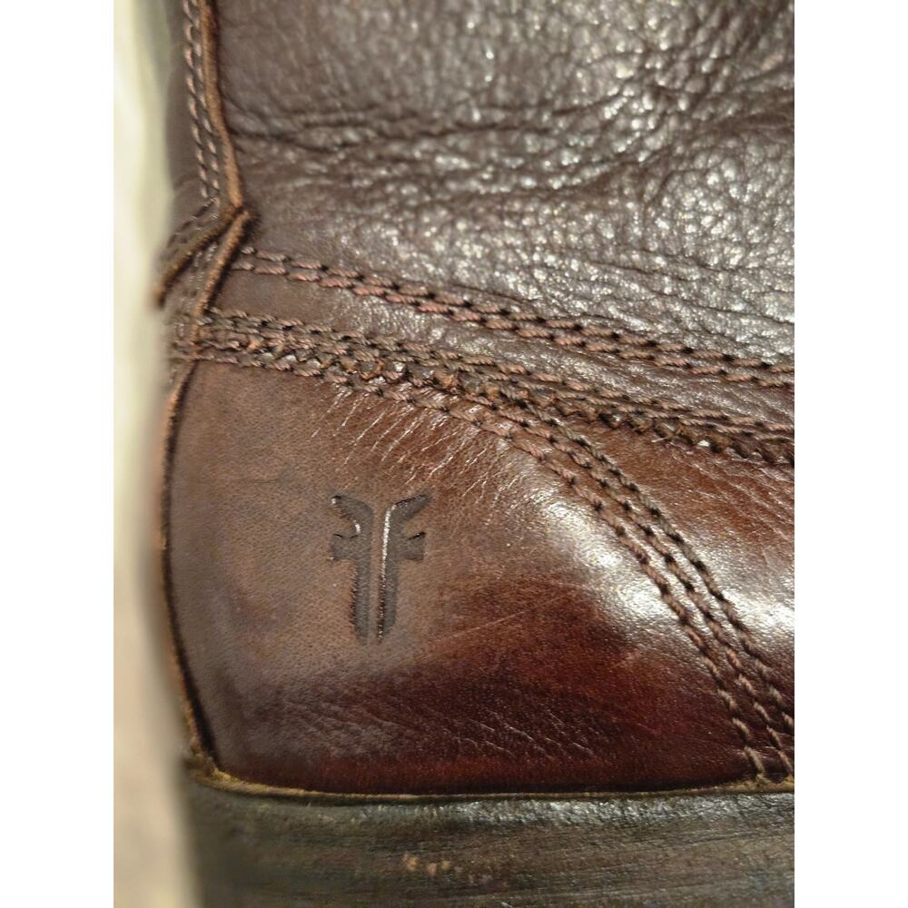Women's Frye Phillip Moc Toe Leather Lace-up Ankles Boots Size:7 Color: Brown - Picture 7 of 10